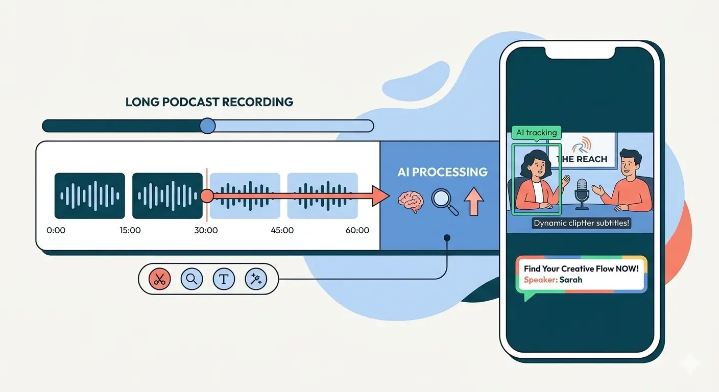 AI generated podcast clip formatted for TikTok with subtitles
