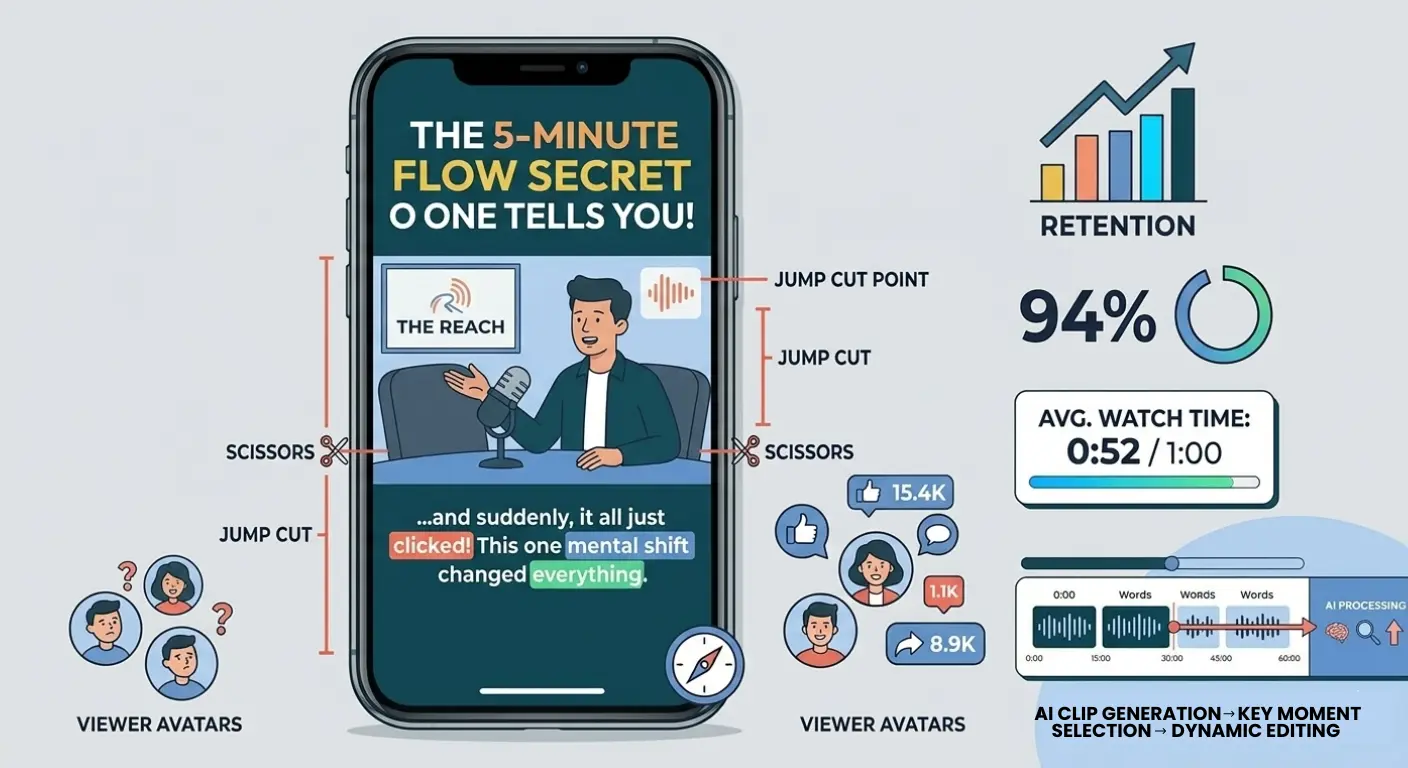 Podcast clip optimized for retention with captions and jump cuts.