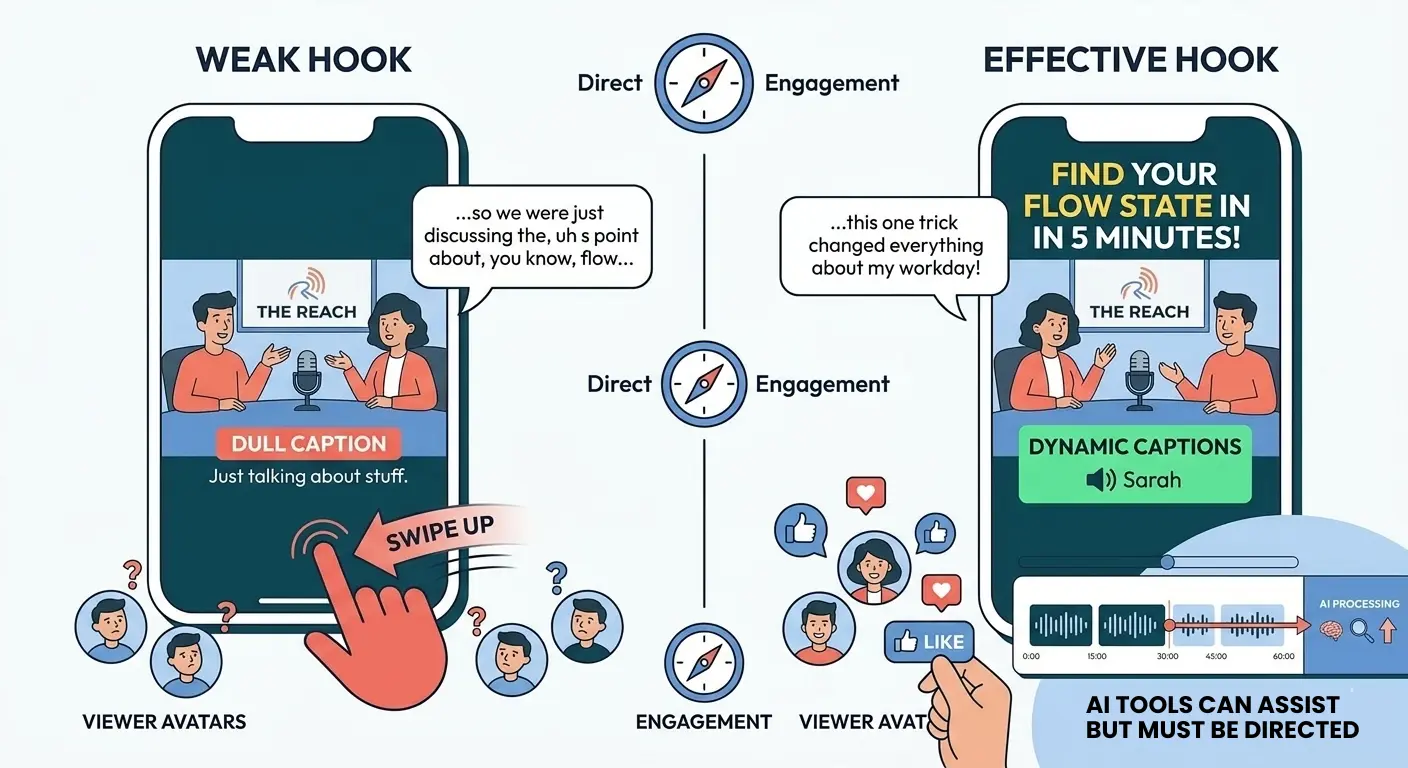 Short-form clip starting mid conversation with no hook.