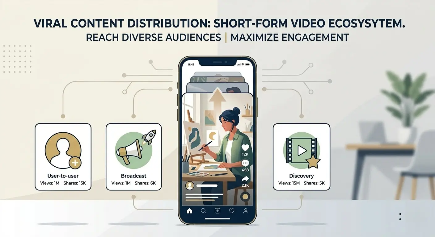 Short form video platforms used for viral content distribution.